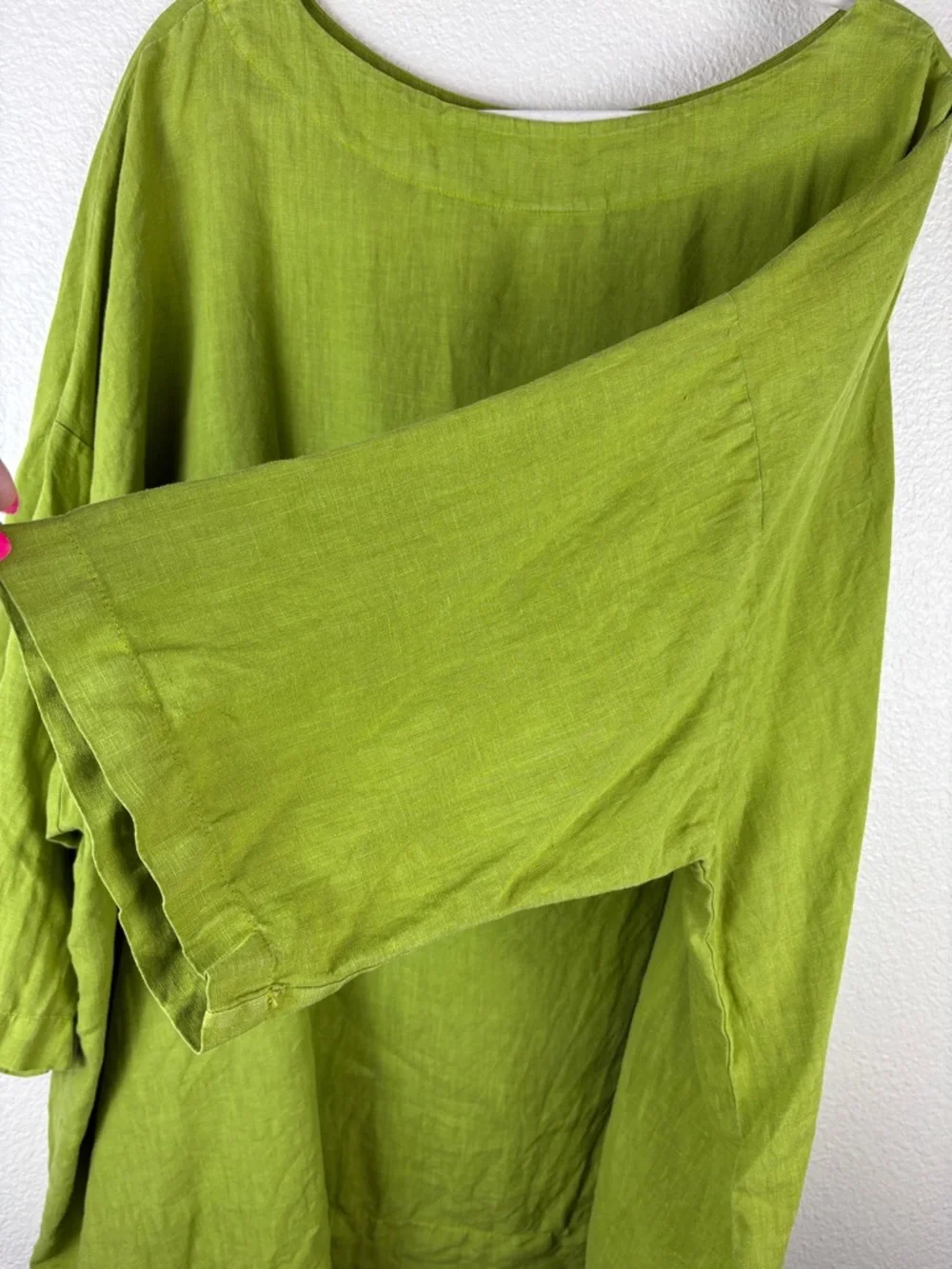 Bryn Walker Oversized 100% Linen Lime Green Tunic Top Lagenlook Size 3X - Picture 3 of 14